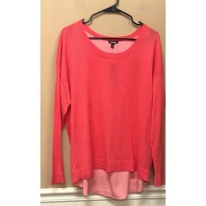 Apt 9 Bright Coral Layered Chiffon Split Back Tunic Sweater Size XL NWT